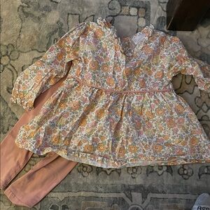 Floral Kids Matching Set - Pink and Orange